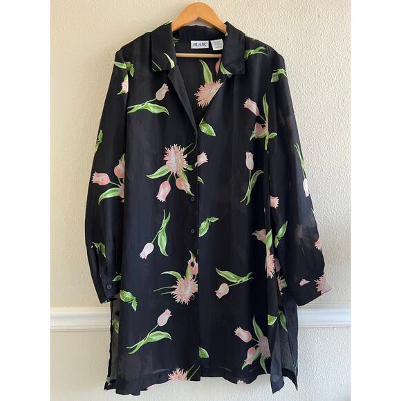 Blair floral button up tunic top plus 2XL bloomcore vacations‎ Boho Whimsigoth - Picture 1 of 6